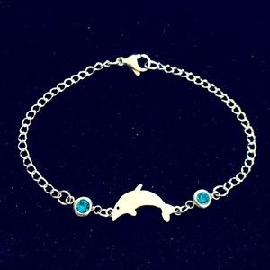 Dolphin Stainless Steel bracelet with rhinestones